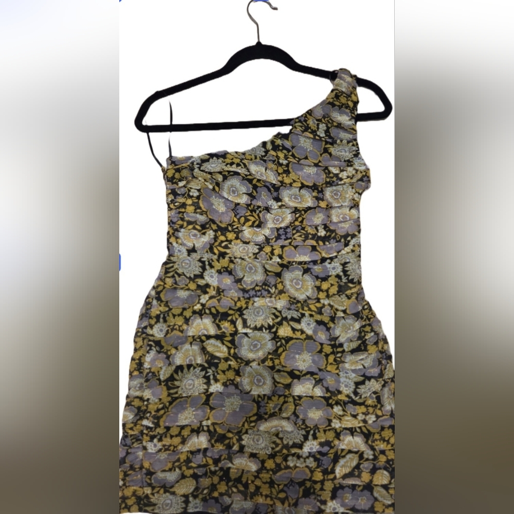 Zara Floral One-Shoulder Dress Small NWT